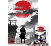 Samurai Silhouette Hard Jigsaw Puzzle for Adults 1000 Pieces Recall Boost Quiet Calm Smooth Cut Classic Gift (38x26cm)