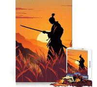 Samurai Silhouette Sunset 1000 Piece Jigsaw Puzzles for Teenagers Jigsaw Think Toy Together Fun Sharp Cut Art Collectible (38x26cm)
