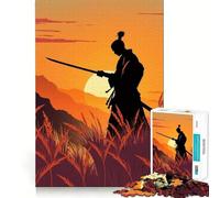 Samurai Silhouette Sunset Jigsaw Puzzles 1000 Pieces for Teenagers Logic Train Toy Leisure Fun Smooth Cut (38x52cm)