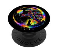 Samurai Silhouette Tree Moon Japanese Art Illustration PopSockets Adhesive PopGrip