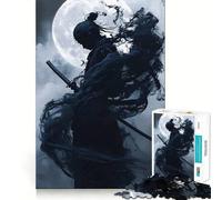 Samurai Silhouette Under Moonlight 1000 Piece Jigsaws for Teenagers Puzzle Improve Recall Casual Relax Exact Edge Stylish Gift (38x26cm)