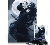 Samurai Silhouette Under Moonlight 1000 Pieces Jigsaw Puzzles for Adults Memory Gain Calm Mind Design Assembly Creative Gift (38x52cm)