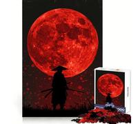 Samurai Silhouette Under Red Moon 1000 Pieces Jigsaw Puzzles for Adults Memory Gain Calm Mind Design Assembly Creative Gift (38x52cm)