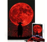 Samurai Silhouette Under Red Moon Jigsaw Puzzles for Adults 1000 Pieces Brain Skill Relaxed Mind Exact Edge Art Collection Piece (38x26cm)
