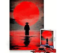 Samurai Silhouette Under Red Sun Jigsaw Puzzles for Adults1000 Piece Mind Game Toy Anxiety Relief Neat Cut Art Collectible (38x26cm)