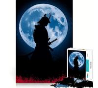 Samurai Silhouette Under The Moonlight 1000 Pieces Jigsaw Puzzles for Adults Memory Gain Calm Mind Design Assembly Creative Gift (38x26cm)