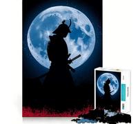 Samurai Silhouette Under The Moonlight Jigsaw Puzzles 1000 Piece for Adults Smart Reason Toy Casual Fun Smooth Edge Wall Art Decor (38x52cm)