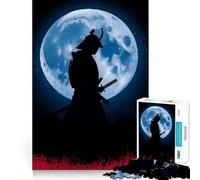 Samurai Silhouette Under The Moonlight Jigsaw Puzzles 1000 Pieces for Adults Strengthen Recall Calm Mind Quality Edge Warm Surprise (50x75cm)