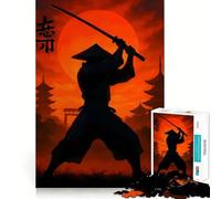 Samurai Silhouette with Katana And Sunset Hard Jigsaw Puzzle for Adults 1000 Pieces Recall Boost Quiet Calm Smooth Cut Classic Gift (50x75cm)