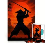 Samurai Silhouette with Katana And Sunset Jigsaw Puzzles for Adults1000 Piece Mind Game Toy Anxiety Relief Neat Cut Art Collectible (38x52cm)