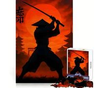 Samurai Silhouette with Katana And Sunset Jigsaw Puzzles for Adults1000 Pieces Mind Skill Toy Quiet Hobby Design Assembly (38x26cm)