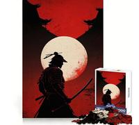 Samurai Silhouette with Moon And Temple Hard Jigsaw Puzzle for Adults 1000 Pieces Reason Skill Toy Family Time Tight Cut Art Collectible (50x75cm)