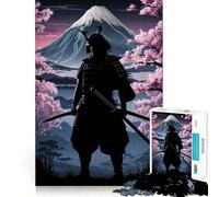 Samurai Silhouette with Mount Fuji Backdrop Jigsaw Puzzle for Teenagers 1000 Pieces Boost Memory Relaxing Fun Premium Cut Stylish Gift (50x75cm)