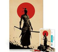 Samurai Silhouette with Red Sun Hard Jigsaw Puzzle for Adults 1000 Pieces Recall Boost Quiet Calm Smooth Cut Classic Gift (50x75cm)