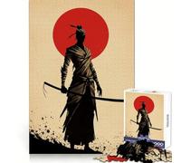 Samurai Silhouette with Red Sun Hard Jigsaw Puzzle for Adults 1000 Pieces Recall Boost Quiet Calm Smooth Cut Classic Gift (50x75cm)