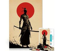 Samurai Silhouette with Red Sun Jigsaw Puzzles 1000 Piece for Adults Smart Reason Toy Casual Fun Smooth Edge Wall Art Decor (38x52cm)