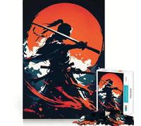 Samurai Silhouette with Rising Sun Teenagers 1000 Piece Jigsaw Puzzle Logic Boost Toy Indoor Fun Premium Edge Memorable Gift (50x75cm)