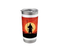Samurai Silhouette with Spear Sun Sunset Stainless Steel Insulated Tumbler