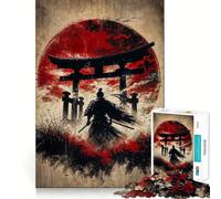 Samurai Silhouette with Torii Gate Jigsaw Puzzle for Teenagers 1000 Pieces Mind Skill Toy Gentle Leisure Design Assembly Premium Gift (38x52cm)