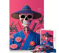 Samurai Skeleton Jigsaw Puzzle for Teenagers 1000 Pieces Boost Recall Tension Relief Tight Edge Fine Art Piece (50x75cm)