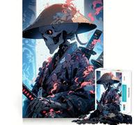 Samurai Skeleton Jigsaw Puzzle for Teenagers 1000 Pieces Recall Upgrade Soothing Fun Clear Cut Wall Art Decor (38x52cm)