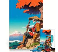 Samurai Skeleton Mountain View Jigsaw Puzzles 1000 Pieces for Adults Strengthen Recall Calm Mind Quality Edge Warm Surprise (50x75cm)
