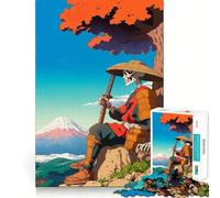 Samurai Skeleton Mountain View Jigsaw Puzzles for Teenagers 1000 Piece Brain Workout Toy Mental Relax Art Assembly Unique Gift (38x26cm)