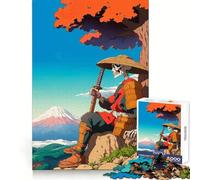 Samurai Skeleton Mountain View Jigsaw Puzzles for Teenagers 1000 Piece Brain Workout Toy Mental Relax Art Assembly Unique Gift (38x26cm)