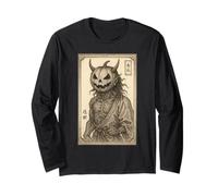 Samurai Skeleton Pumpkin Japanese Ukiyo-e Bushido Long Sleeve T-Shirt