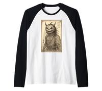 Samurai Skeleton Pumpkin Japanese Ukiyo-e Bushido Raglan Baseball Tee