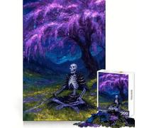 Samurai Skeleton Under Cherry Blossom Tree 1000 Teenager Pieces Jigsaw Puzzle Memory Boost Calm Escape Pattern Assembly Warm Surprise (38x26cm)