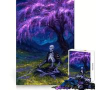 Samurai Skeleton Under Cherry Blossom Tree Jigsaw Puzzles 1000 Piece for Adults Smart Reason Toy Casual Fun Smooth Edge Wall Art Decor (50x75cm)