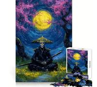 Samurai Skeleton Under Cherry Blossoms Hard Jigsaw Puzzle for Adults 1000 Pieces Reason Skill Toy Family Time Tight Cut Art Collectible (50x75cm)
