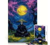 Samurai Skeleton Under Cherry Blossoms Jigsaw Puzzle 1000 Piece for Teenagers Logic Sense Toy Calm Pastime Smooth Edge Premium Gift (38x52cm)