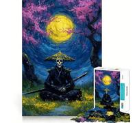 Samurai Skeleton Under Cherry Blossoms Jigsaw Puzzle 1000 Piece for Teenagers Logic Sense Toy Calm Pastime Smooth Edge Premium Gift (38x52cm)