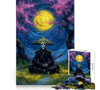 Samurai Skeleton Under Cherry Blossoms Jigsaw Puzzles 1000 Pieces for Adults Strengthen Recall Calm Mind Quality Edge Warm Surprise (38x26cm)