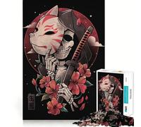 Samurai Skeleton with Mask And Flowers 1000 Piece Jigsaw Puzzle for Teenagers Intellect Toy Mental Relax Quality Cut (38x26cm)