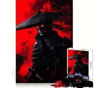 Samurai Skeleton with Red Eyes Jigsaw Puzzles 1000 Pieces for Adults Strengthen Memory Group Joy Clean Edge Stylish Gift (38x52cm)
