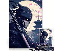 Samurai Skull Art Jigsaw Puzzles 1000 Piece for Adults Smart Reason Toy Casual Fun Smooth Edge Wall Art Decor (38x52cm)