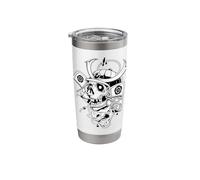 Samurai Skull Warrior Hannya Oni Mask Tattoo Stainless Steel Insulated Tumbler