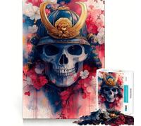Samurai Skull with Cherry Blossoms 1000 Piece Jigsaws for Adults Puzzle Boost Recall Anxiety Relief Accurate Edge Xmas Surprise (50x75cm)