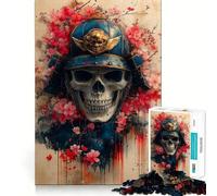 Samurai Skull with Cherry Blossoms 1000 Pieces Jigsaws Adults Puzzles Think Smart Toy Home Activity Smooth Cut Xmas Surprise (50x75cm)