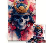 Samurai Skull with Cherry Blossoms Jigsaw Puzzles 1000 Pieces for Teenagers Logic Train Toy Leisure Fun Smooth Cut (38x52cm)