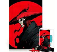 Samurai Skull with Red Sun 1000 Pieces Jigsaw Puzzles for Adults Fine Logic Toy Leisure Time Neat Edge Art Collectible (38x52cm)