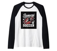 Samurai Soccer Warrior Spirit Football Katana Blade Athletic Raglan Baseball Tee