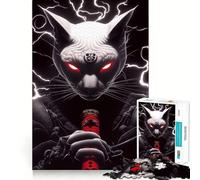Samurai Sphynx Cat with Sword Animal Jigsaw Puzzles 1000 Pieces for Teenagers Logic Train Toy Leisure Fun Smooth Cut (50x75cm)