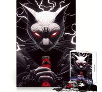 Samurai Sphynx Cat with Sword Animal Jigsaw Puzzles 1000 Pieces for Teenagers Logic Train Toy Leisure Fun Smooth Cut (50x75cm)