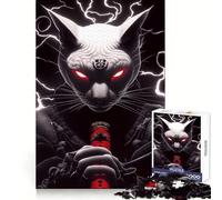 Samurai Sphynx Cat with Sword Animal Jigsaw Puzzles for Adults1000 Piece Mind Game Toy Anxiety Relief Neat Cut Art Collectible (38x52cm)