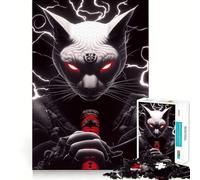 Samurai Sphynx Cat with Sword Animal Jigsaw Puzzles for Adults1000 Piece Mind Game Toy Anxiety Relief Neat Cut Art Collectible (38x52cm)