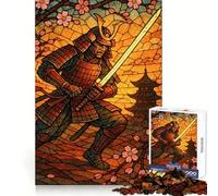 Samurai Stained Glass Art 1000 Piece Jigsaws for Adults Puzzle Strengthen Recall Stress Relief Quality Edge Bday Surprise (50x75cm)